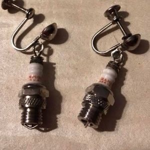 Vintage 1950 spark plug earrings